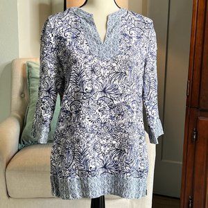 Sigrid Olsen Linen Floral Paisley Tunic 3/4 sleeve
